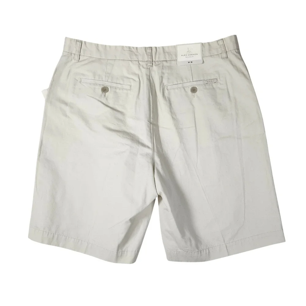 Alex Cannon Shorts Men 38 Stone New NWT Classics Flat Front‎ Cotton Blend